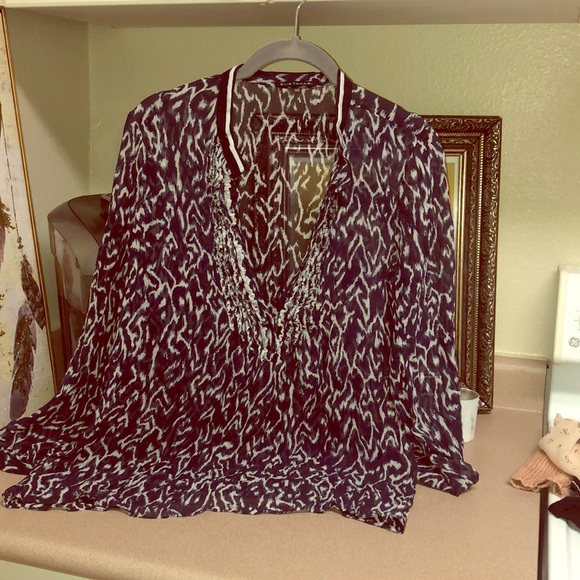 Elie Tahari Tops - Blue and white sheer elie tahari shirt